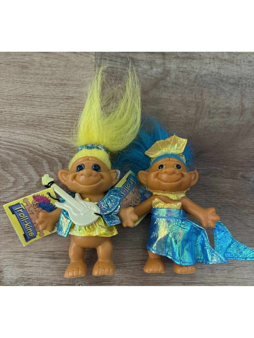 Lot of 2 Vintage 1991 Ace Novelty Troll-Kins Mermaid & Guitar New with Tags